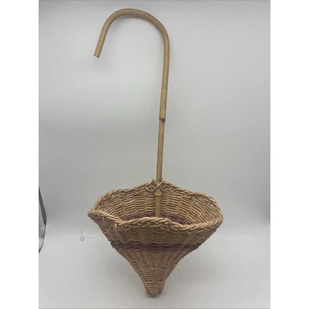 Vintage Wicker Umbrella Hanging Wall Pocket Decorative Storage Flower Basket